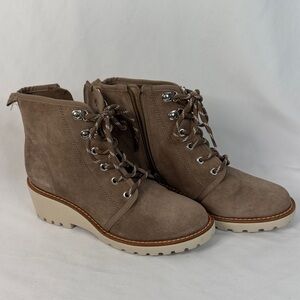 Women's Suede Lace-Up Zippered Ankle Boots